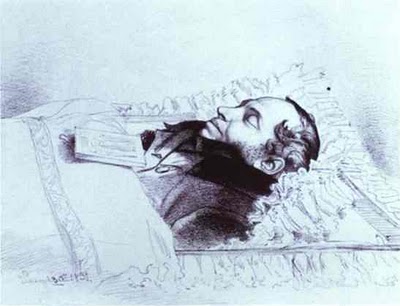 Pushkin en el ataúd, 1837, Feodor Bruni